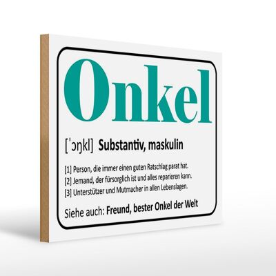 Holzschild Spruch 40x30cm Onkel Freund bester Onkel Welt