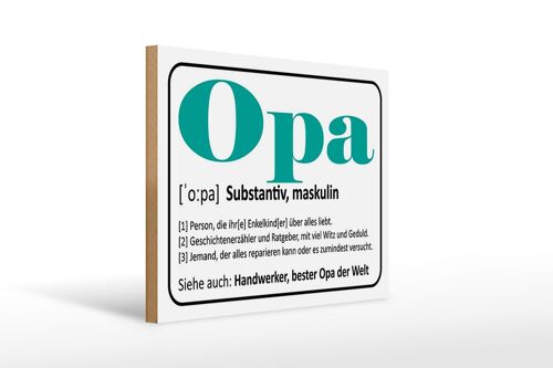 Holzschild Spruch 40x30cm Opa Handwerker bester Opa Welt