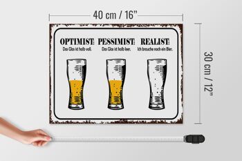 Panneau en bois disant 40x30cm Bière Optimiste Pessimiste Réaliste 4