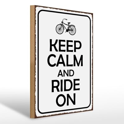 Panneau en bois disant 30x40cm Keep calm and ride on