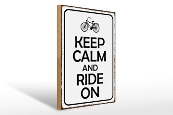 Panneau en bois disant 30x40cm Keep calm and ride on 1