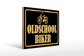 Panneau en bois disant 40x30cm Oldscholl Biker 1