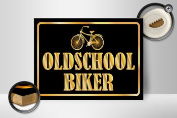 Panneau en bois disant 40x30cm Oldscholl Biker 2