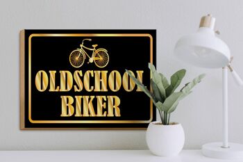 Panneau en bois disant 40x30cm Oldscholl Biker 3