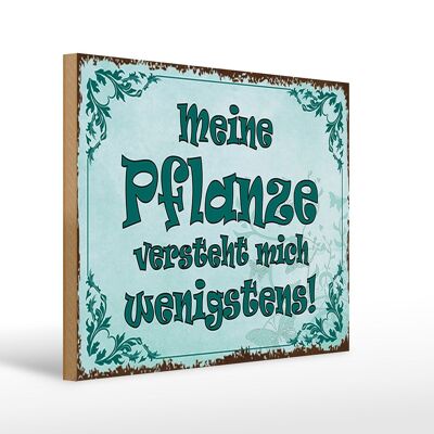 Holzschild Spruch 40x30cm meine Pflanze versteht mich