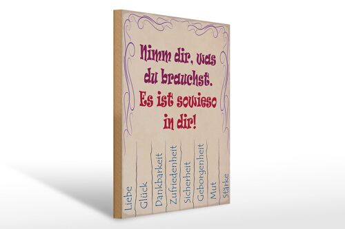 Holzschild Spruch 30x40cm Nimm dir was du brauchst Liebe