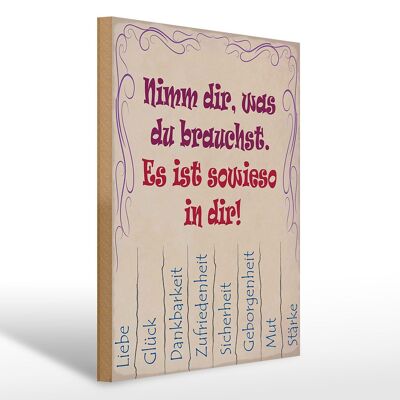 Holzschild Spruch 30x40cm Nimm dir was du brauchst Liebe