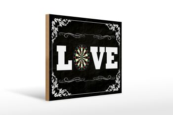 Panneau en bois disant 40x30cm Décoration murale Love Darts 1