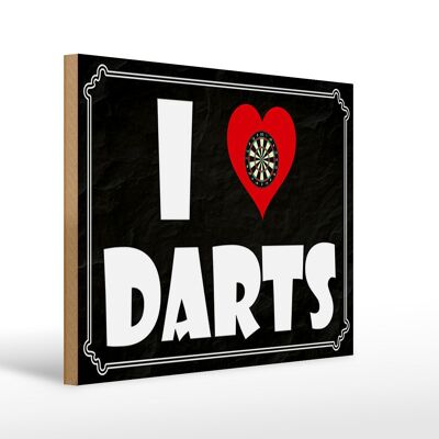 Cartello in legno con scritta "I Love Darts" decorazione murale 40x30 cm