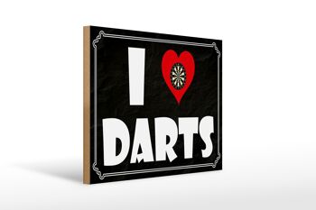 Panneau en bois disant 40x30cm I Love Darts décoration murale 1