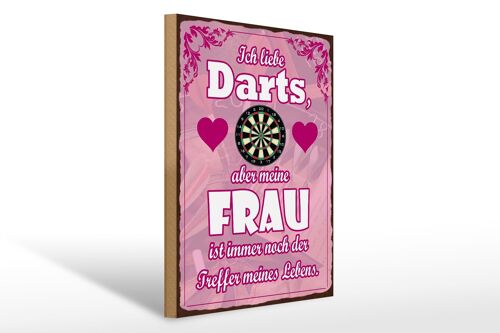 Holzschild Spruch 30x40cm ich liebe Darts aber meine Frau