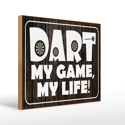 Cartello in legno con scritta 40x30 cm DART my Game my life