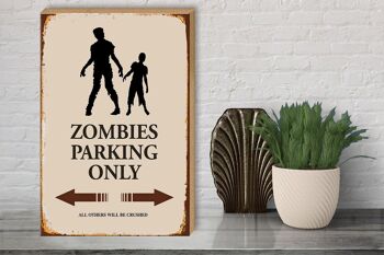 Panneau en bois indiquant 30x40cm Zombies Parking uniquement tous les autres 3