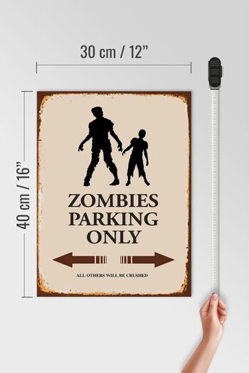 Panneau en bois indiquant 30x40cm Zombies Parking uniquement tous les autres 4