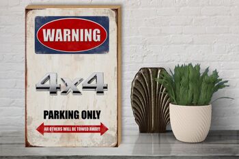 Panneau en bois indiquant 30x40cm Attention Parking 4x4 uniquement 3