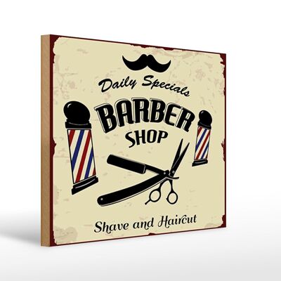 Panneau en bois indiquant 30x40cm Rasage et coupe de cheveux Barbershop