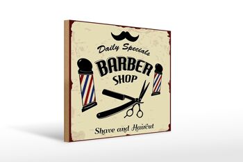 Panneau en bois indiquant 30x40cm Rasage et coupe de cheveux Barbershop 1