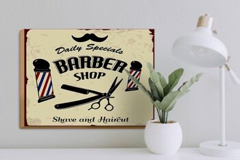 Panneau en bois indiquant 30x40cm Rasage et coupe de cheveux Barbershop 3
