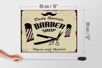 Panneau en bois indiquant 30x40cm Rasage et coupe de cheveux Barbershop 4