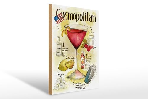 Holzschild Rezept 30x40cm Cosmopolitan Cocktail Recipe