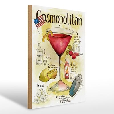 Holzschild Rezept 30x40cm Cosmopolitan Cocktail Recipe