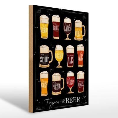 Holzschild Spruch 30x40cm Types of Beer Bier Sorte Alkohol