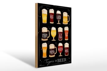 Panneau en bois indiquant 30x40cm Types de bière Type de bière Alcool 1