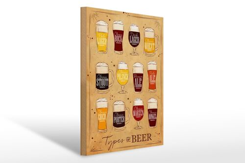 Holzschild Spruch 30x40cm Types of Beer Bier Sorten