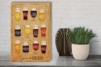 Panneau en bois indiquant 30x40cm Types de bière Variétés de bière 3