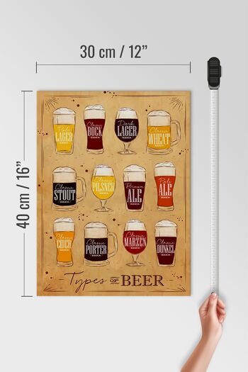 Panneau en bois indiquant 30x40cm Types de bière Variétés de bière 4