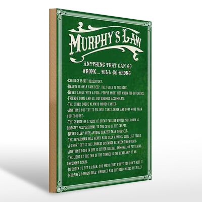 Holzschild Spruch 30x40cm Murphy's Law Anything That Can