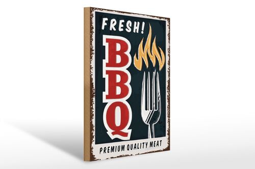 Holzschild Spruch 30x40cm fresh BBQ Grill Premium Quality