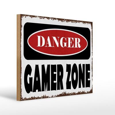 Holzschild Spruch 40x30cm danger Gamer Zone