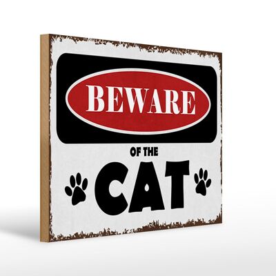 Cartel de madera que dice 40x30cm cuidado con el GATO Cuidado con los gatos