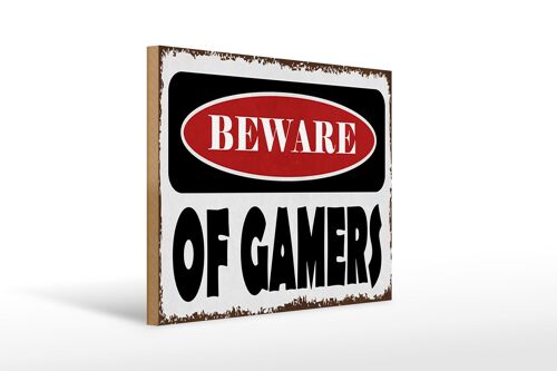 Holzschild Spruch 40x30cm beware of gamers