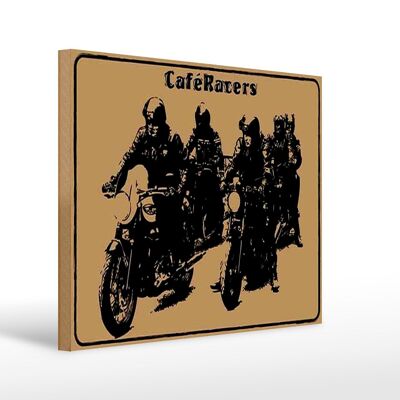 Cartello in legno con scritta 40x30 cm Moto Caqfe Racers moto