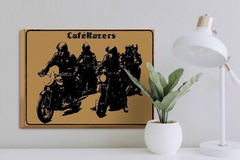 Panneau en bois disant 40x30cm Moto Caqfe Racers moto 3