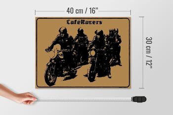 Panneau en bois disant 40x30cm Moto Caqfe Racers moto 4