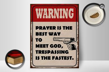 Panneau en bois indiquant que la prière d'avertissement de 30 x 40 cm est le meilleur moyen de 2