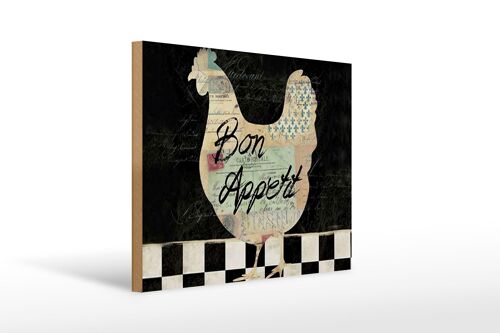 Holzschild Spruch 40x30cm Huhn Hühner Bon Appetit Eier