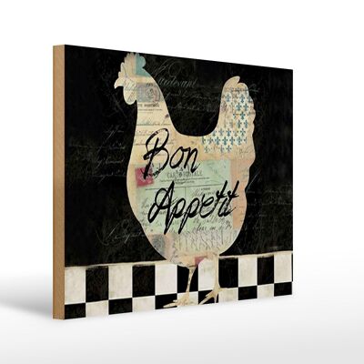 Holzschild Spruch 40x30cm Huhn Hühner Bon Appetit Eier