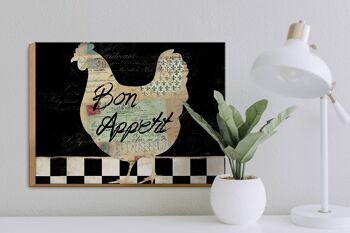 Panneau en bois indiquant 40x30cm Poulet Poules Bon Appétit Oeufs 3