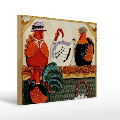 Panneau en bois indiquant 40x30cm Poulet Poules Oeufs Oeufs