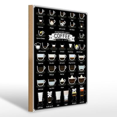 Cartel de madera que dice Café 30x40cm 38 maneras de hacer un café perfecto