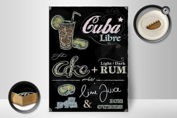 Panneau en bois recette 30x40cm Cuba Libre Cocktail Rhum Brun Glace 2