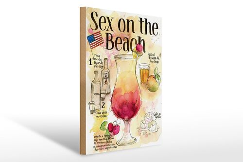Holzschild Rezept 30x40cm Sex on the Beach Licor Vodka