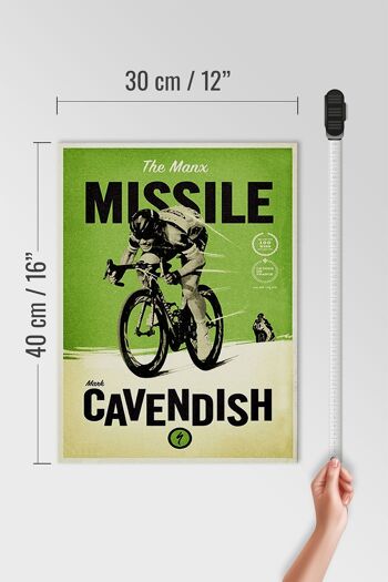 Panneau en bois vélo 30x40cm le missile Manx Mark Cavendish 4