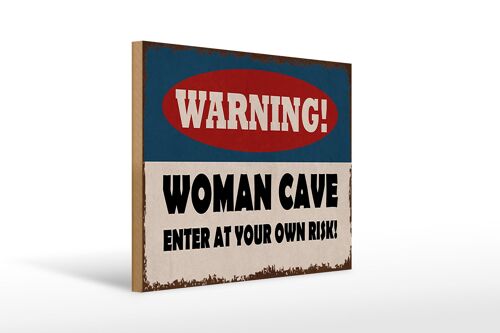 Holzschild Spruch 40x30cm warning women cave your own risk