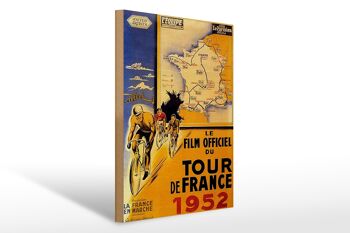 Panneau en bois disant 30x40cm le film vélo Tour France 1952 1