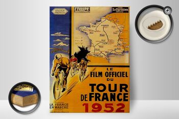 Panneau en bois disant 30x40cm le film vélo Tour France 1952 2